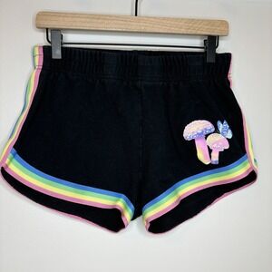 Body Rage Womens Mini Hot Shorts XL Black Eat Me Mushroom Festival Cotton Booty